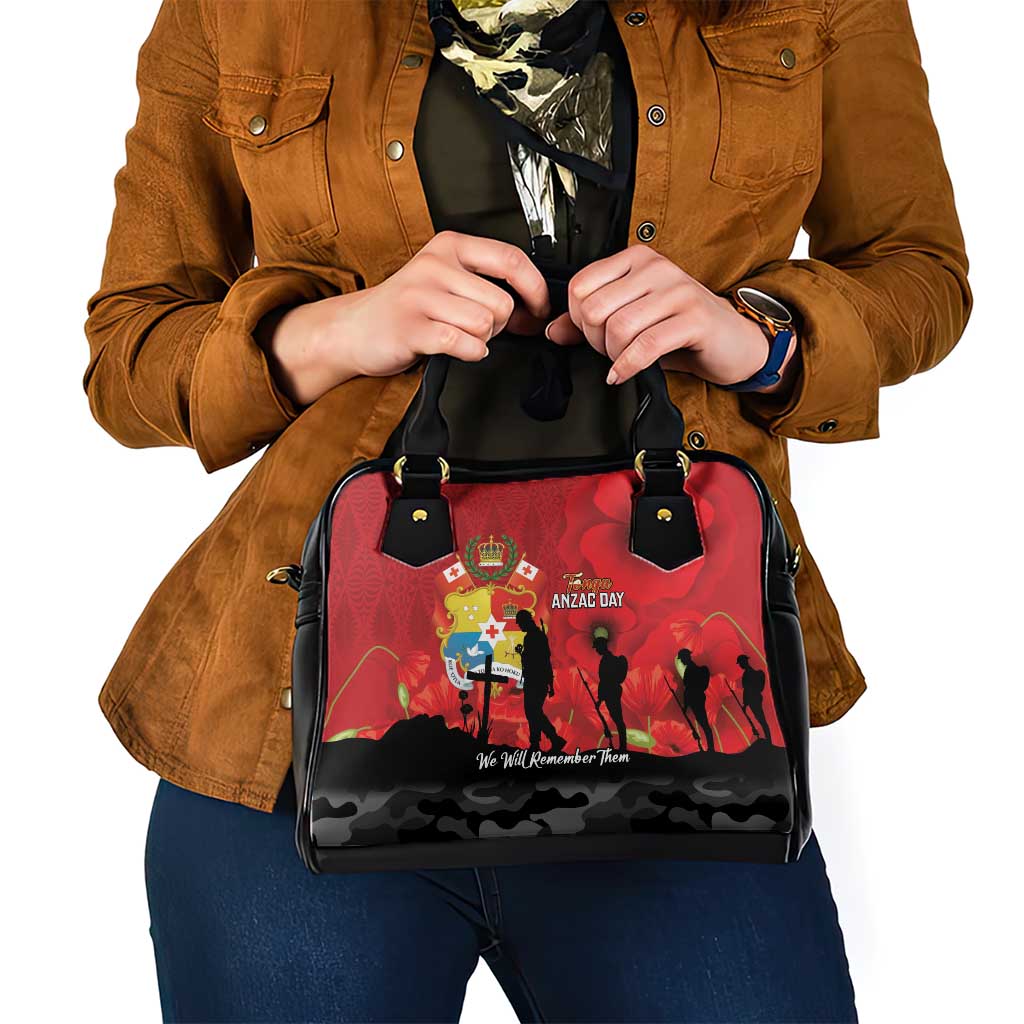 Tonga ANZAC Day Shoulder Handbag Ngatu Pattern We Will Remember Them