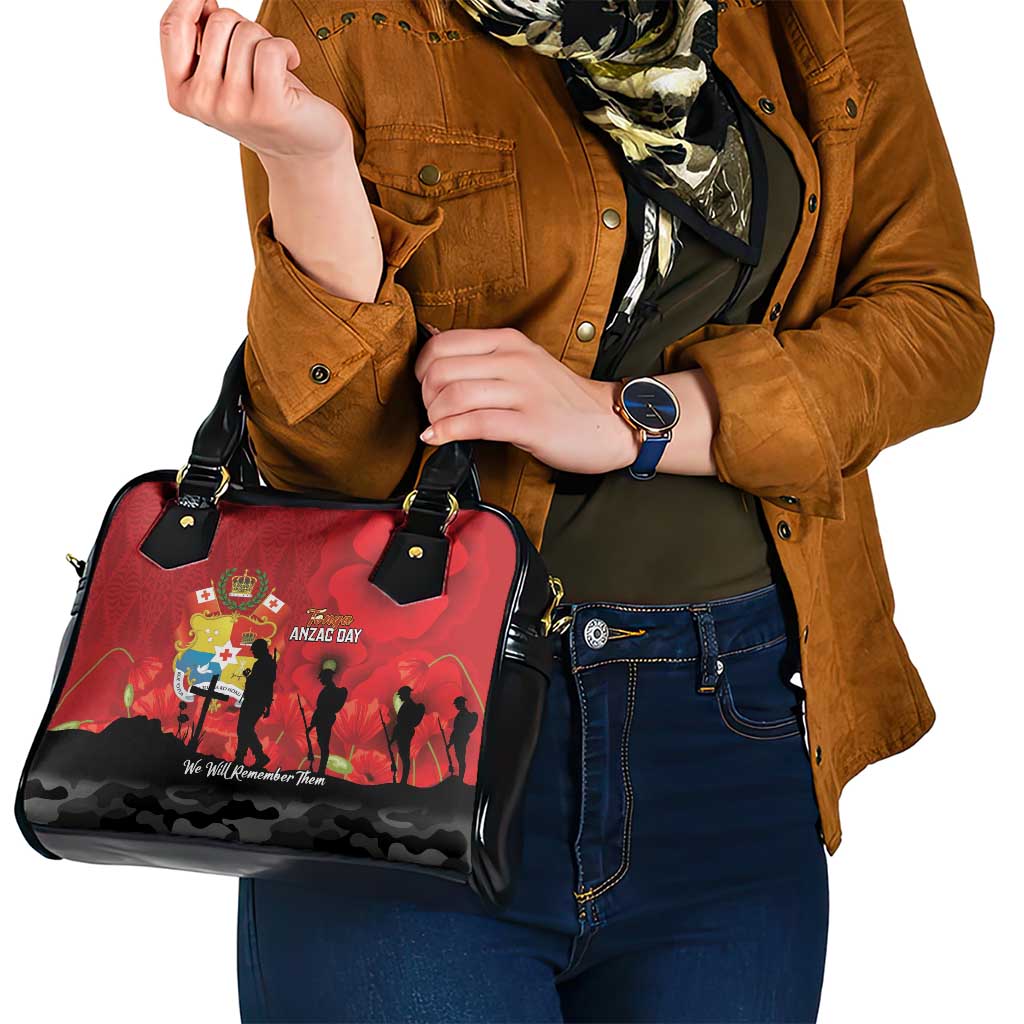 Tonga ANZAC Day Shoulder Handbag Ngatu Pattern We Will Remember Them