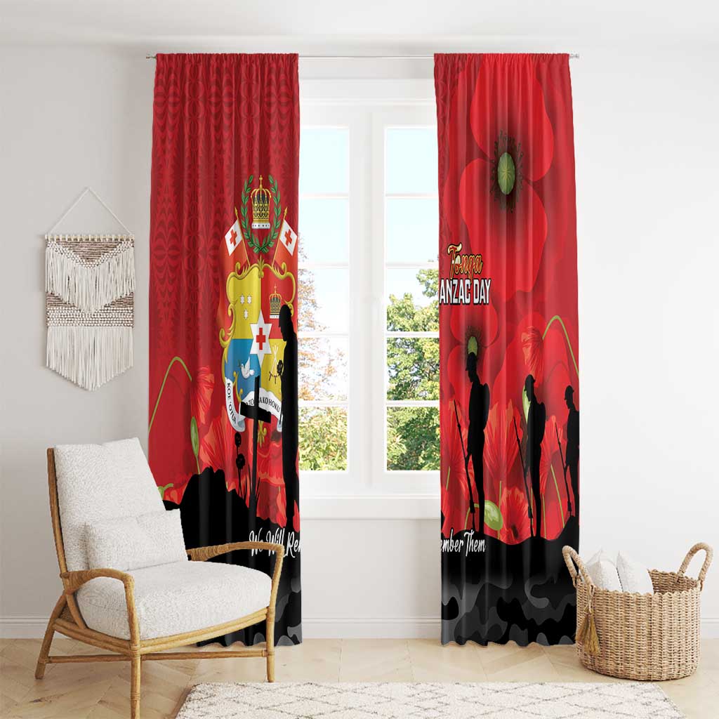 Tonga ANZAC Day Window Curtain Ngatu Pattern We Will Remember Them