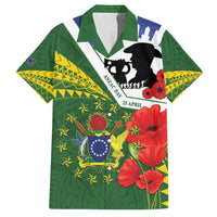 Cook Islands ANZAC Day Family Matching Long Sleeve Bodycon Dress and Hawaiian Shirt Last Post Lest We Forget LT14 Dad's Shirt - Short Sleeve Green - Polynesian Pride
