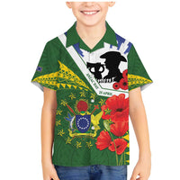 Cook Islands ANZAC Day Family Matching Mermaid Dress and Hawaiian Shirt Last Post Lest We Forget LT14 Son's Shirt Green - Polynesian Pride