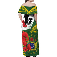 Cook Islands ANZAC Day Family Matching Off Shoulder Maxi Dress and Hawaiian Shirt Last Post Lest We Forget LT14 - Polynesian Pride