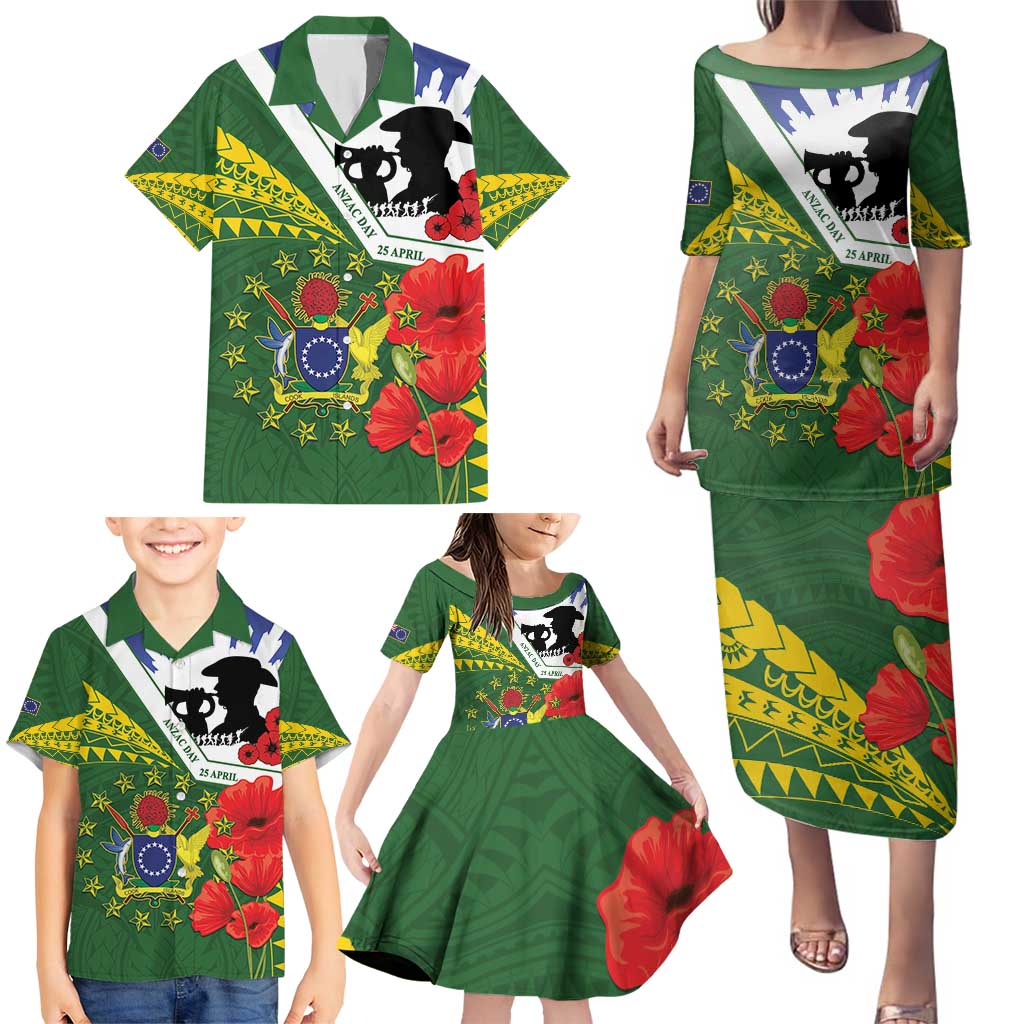 Cook Islands ANZAC Day Family Matching Puletasi and Hawaiian Shirt Last Post Lest We Forget LT14 - Polynesian Pride