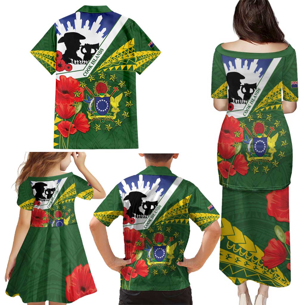 Cook Islands ANZAC Day Family Matching Puletasi and Hawaiian Shirt Last Post Lest We Forget LT14 - Polynesian Pride