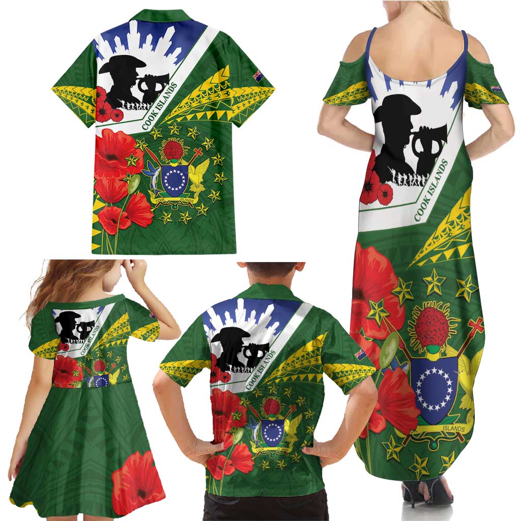 Cook Islands ANZAC Day Family Matching Summer Maxi Dress and Hawaiian Shirt Last Post Lest We Forget LT14 - Polynesian Pride