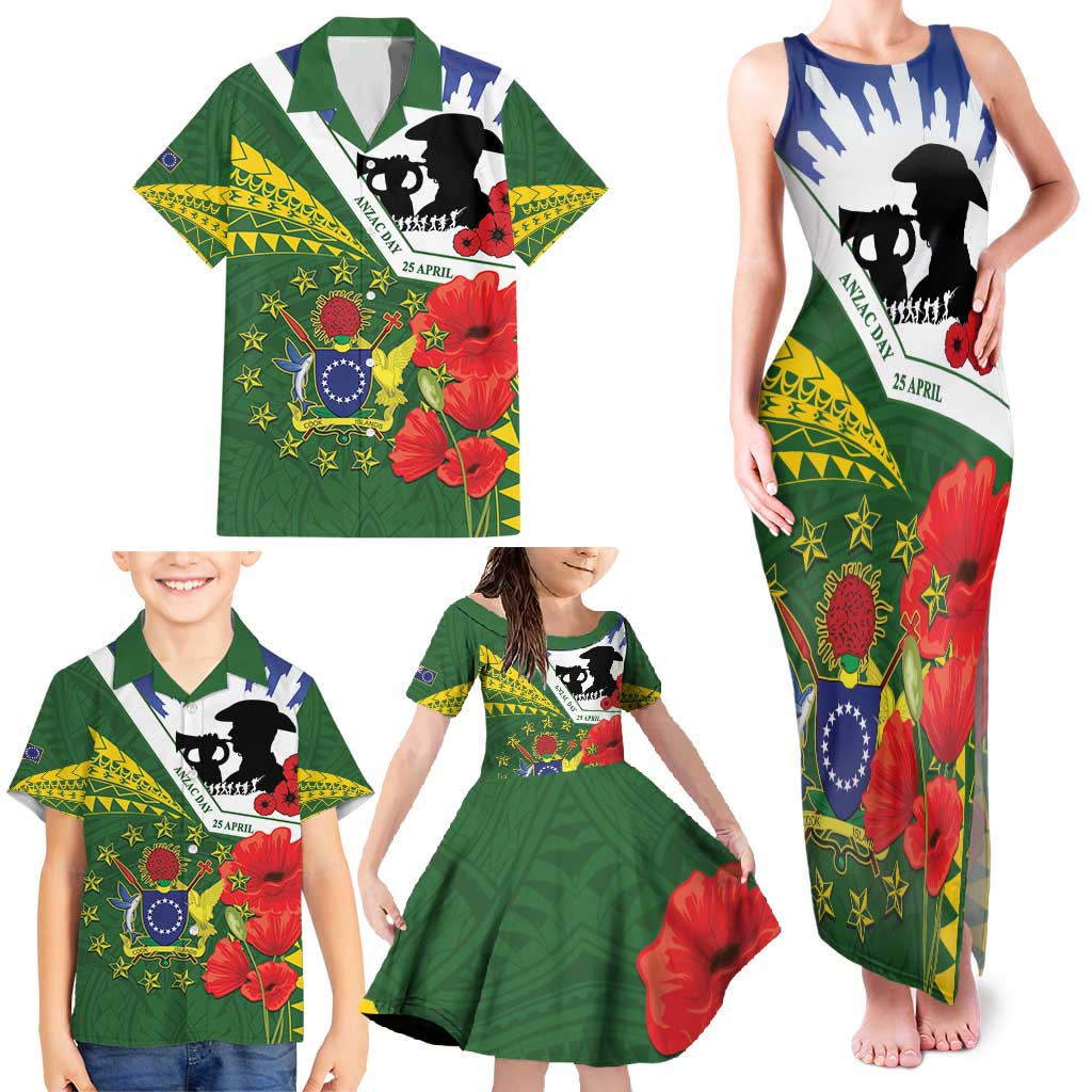 Cook Islands ANZAC Day Family Matching Tank Maxi Dress and Hawaiian Shirt Last Post Lest We Forget LT14 - Polynesian Pride
