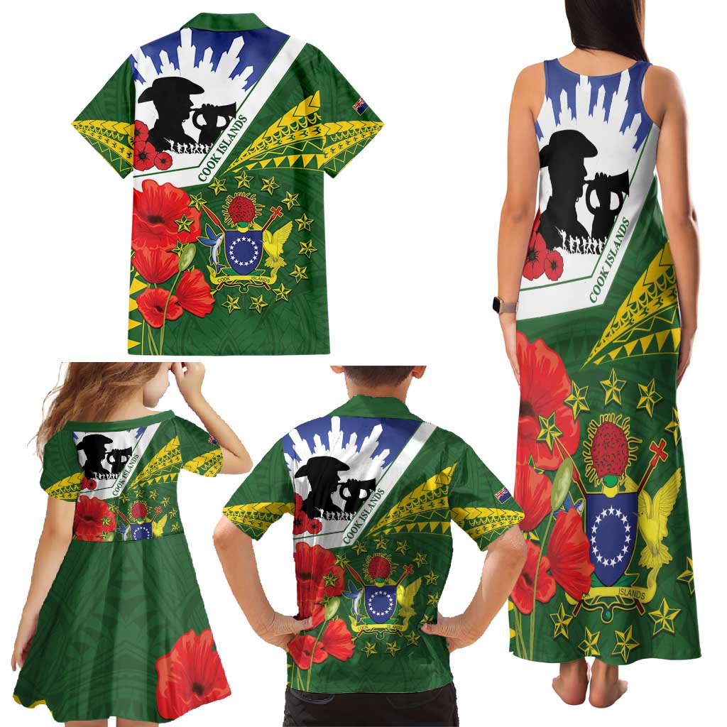 Cook Islands ANZAC Day Family Matching Tank Maxi Dress and Hawaiian Shirt Last Post Lest We Forget LT14 - Polynesian Pride