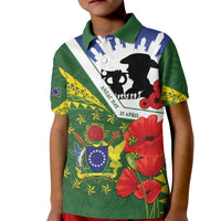 Cook Islands ANZAC Day Kid Polo Shirt Last Post Lest We Forget LT14 Kid Green - Polynesian Pride