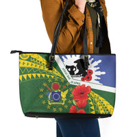 Cook Islands ANZAC Day Leather Tote Bag Last Post Lest We Forget
