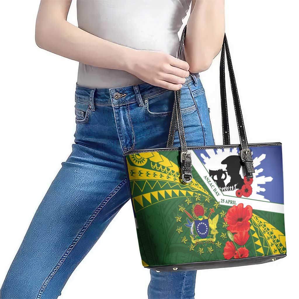 Cook Islands ANZAC Day Leather Tote Bag Last Post Lest We Forget