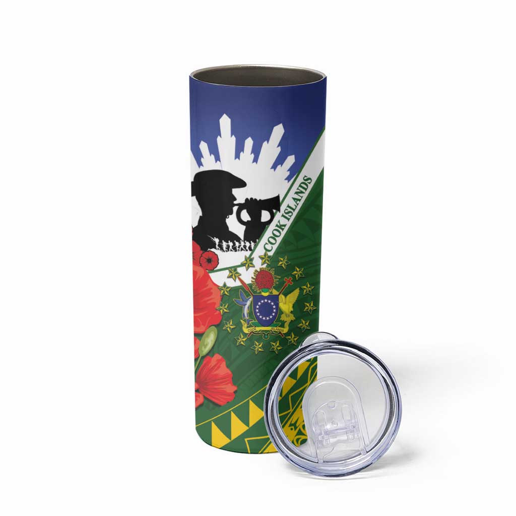 Cook Islands ANZAC Day Skinny Tumbler Last Post Lest We Forget LT14 - Polynesian Pride