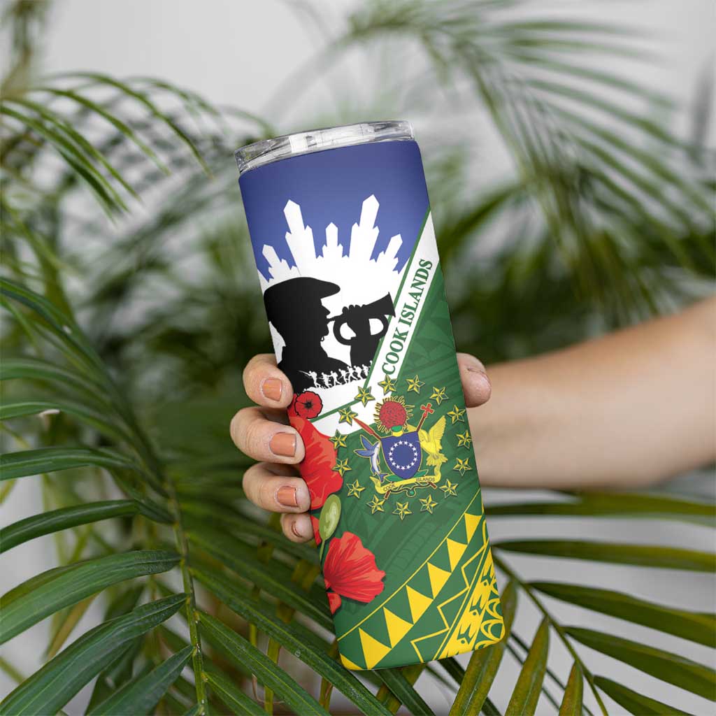 Cook Islands ANZAC Day Skinny Tumbler Last Post Lest We Forget LT14 - Polynesian Pride