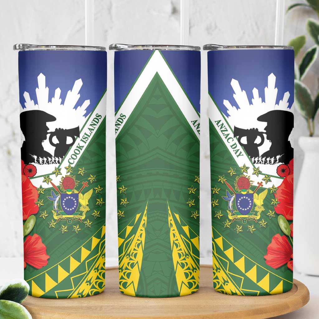 Cook Islands ANZAC Day Skinny Tumbler Last Post Lest We Forget LT14 - Polynesian Pride