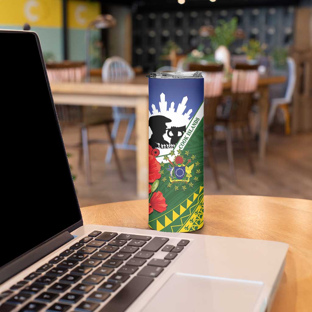 Cook Islands ANZAC Day Skinny Tumbler Last Post Lest We Forget LT14 - Polynesian Pride