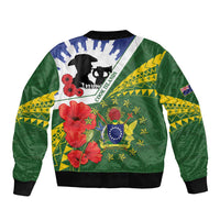 Cook Islands ANZAC Day Sleeve Zip Bomber Jacket Last Post Lest We Forget