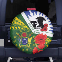 Cook Islands ANZAC Day Spare Tire Cover Last Post Lest We Forget LT14 No hole Green - Polynesian Pride