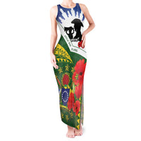 Cook Islands ANZAC Day Tank Maxi Dress Last Post Lest We Forget LT14 Women Green - Polynesian Pride