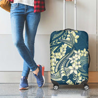 Cyan Polynesia Hammerhead Shark Tattoo With Plumeria Lei Luggage Cover LT14 - Polynesian Pride