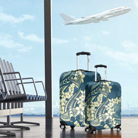 Cyan Polynesia Hammerhead Shark Tattoo With Plumeria Lei Luggage Cover LT14 - Polynesian Pride