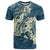 Cyan Polynesia Hammerhead Shark Tattoo With Plumeria Lei T Shirt