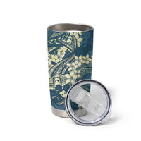 Cyan Polynesia Hammerhead Shark Tattoo With Plumeria Lei Tumbler Cup