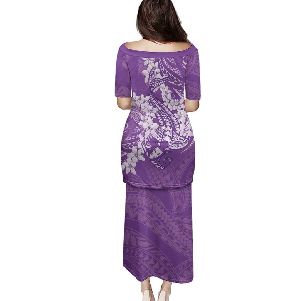 Purple Polynesia Hammerhead Shark Tattoo With Plumeria Lei Family Matching Puletasi and Hawaiian Shirt LT14 - Polynesian Pride
