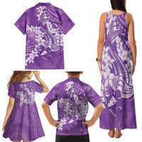Purple Polynesia Hammerhead Shark Tattoo With Plumeria Lei Family Matching Tank Maxi Dress and Hawaiian Shirt LT14 - Polynesian Pride