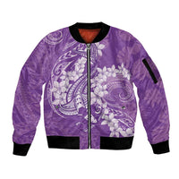 Purple Polynesia Hammerhead Shark Tattoo With Plumeria Lei Sleeve Zip Bomber Jacket LT14 Unisex Purple - Polynesian Pride