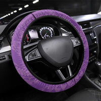 Purple Polynesia Hammerhead Shark Tattoo With Plumeria Lei Steering Wheel Cover