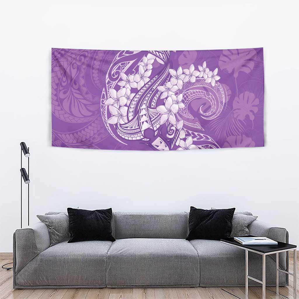 Purple Polynesia Hammerhead Shark Tattoo With Plumeria Lei Tapestry LT14 - Polynesian Pride