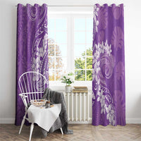 Purple Polynesia Hammerhead Shark Tattoo With Plumeria Lei Window Curtain