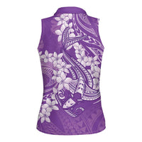 Purple Polynesia Hammerhead Shark Tattoo With Plumeria Lei Women Sleeveless Polo Shirt LT14 - Polynesian Pride