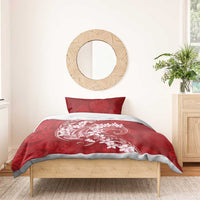 Red Polynesia Hammerhead Shark Tattoo With Plumeria Lei Bedding Set