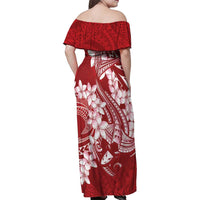 Red Polynesia Hammerhead Shark Tattoo With Plumeria Lei Family Matching Off Shoulder Maxi Dress and Hawaiian Shirt LT14 - Polynesian Pride