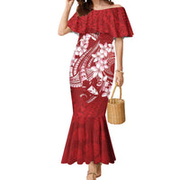 Red Polynesia Hammerhead Shark Tattoo With Plumeria Lei Mermaid Dress