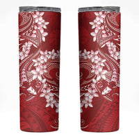 Red Polynesia Hammerhead Shark Tattoo With Plumeria Lei Skinny Tumbler LT14 Red - Polynesian Pride