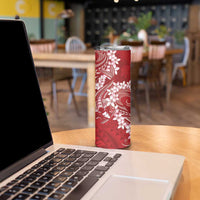 Red Polynesia Hammerhead Shark Tattoo With Plumeria Lei Skinny Tumbler LT14 - Polynesian Pride