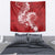 Red Polynesia Hammerhead Shark Tattoo With Plumeria Lei Tapestry
