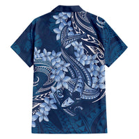 Navy Blue Polynesia Hammerhead Shark Tattoo With Plumeria Lei Family Matching Puletasi and Hawaiian Shirt LT14 - Polynesian Pride