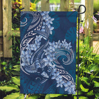 Navy Blue Polynesia Hammerhead Shark Tattoo With Plumeria Lei Garden Flag LT14 Garden Flag Navy Blue - Polynesian Pride