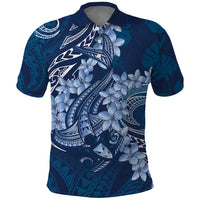 Navy Blue Polynesia Hammerhead Shark Tattoo With Plumeria Lei Polo Shirt LT14 Navy Blue - Polynesian Pride