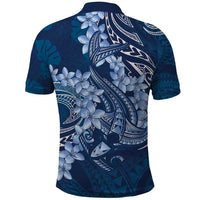 Navy Blue Polynesia Hammerhead Shark Tattoo With Plumeria Lei Polo Shirt LT14 - Polynesian Pride