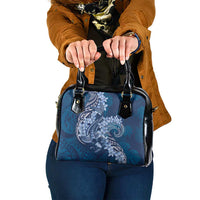 Navy Blue Polynesia Hammerhead Shark Tattoo With Plumeria Lei Shoulder Handbag LT14 One Size Navy Blue - Polynesian Pride