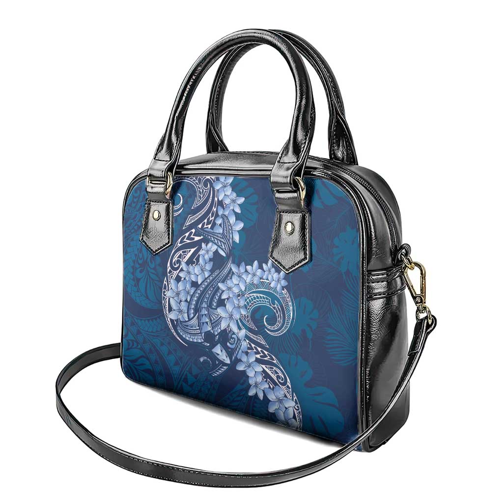 Navy Blue Polynesia Hammerhead Shark Tattoo With Plumeria Lei Shoulder Handbag LT14 - Polynesian Pride