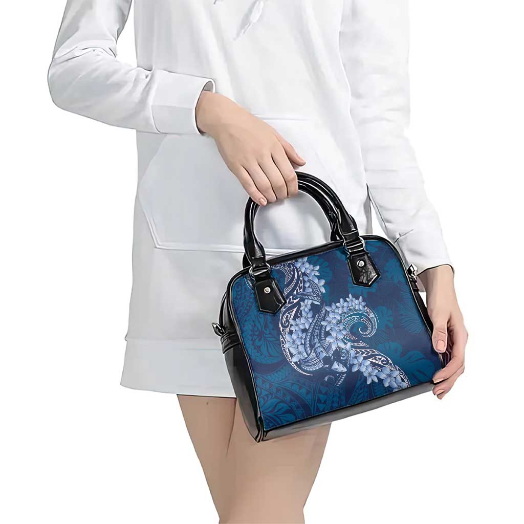 Navy Blue Polynesia Hammerhead Shark Tattoo With Plumeria Lei Shoulder Handbag LT14 - Polynesian Pride