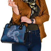 Navy Blue Polynesia Hammerhead Shark Tattoo With Plumeria Lei Shoulder Handbag LT14 - Polynesian Pride