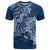 Navy Blue Polynesia Hammerhead Shark Tattoo With Plumeria Lei T Shirt