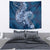 Navy Blue Polynesia Hammerhead Shark Tattoo With Plumeria Lei Tapestry