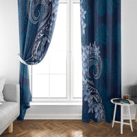 Navy Blue Polynesia Hammerhead Shark Tattoo With Plumeria Lei Window Curtain LT14 - Polynesian Pride