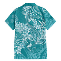 Teal Polynesia Hammerhead Shark Tattoo With Plumeria Lei Family Matching Mermaid Dress and Hawaiian Shirt LT14 - Polynesian Pride